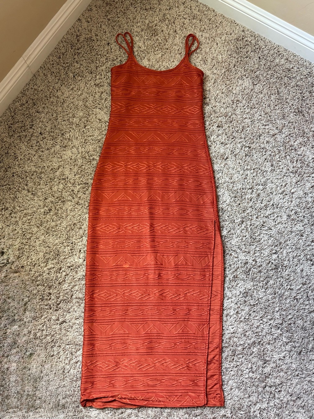 Newport News y2k Terracotta textured Stretchy maxi dress size 6